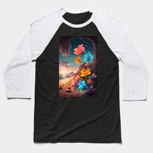 Glowing flowers on seaside Baseball T-Shirt